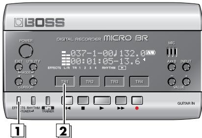 BOSS MICRO BR - Utilisez CURSOR [ ][▶] pour amener le curseur sur le numéro de patch et utilisez VALUE [-][+] pour sélectionner "01: supercin - 3