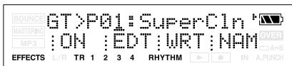 BOSS MICRO BR - Utilisez CURSOR [ ][▶] pour amener le curseur sur le numéro de patch et utilisez VALUE [-][+] pour sélectionner "01: supercin - 1