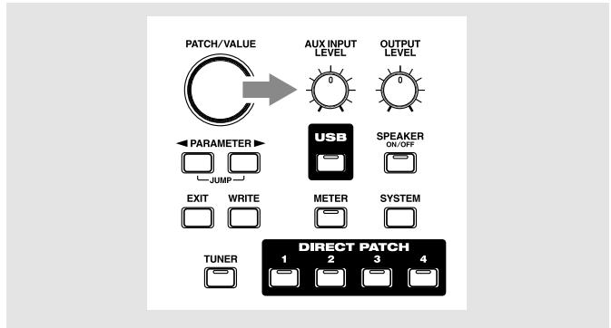 BOSS GS-10 - Branchement d'unités audio externes sur les entrées auxiliaires AUX INPUT - 2
