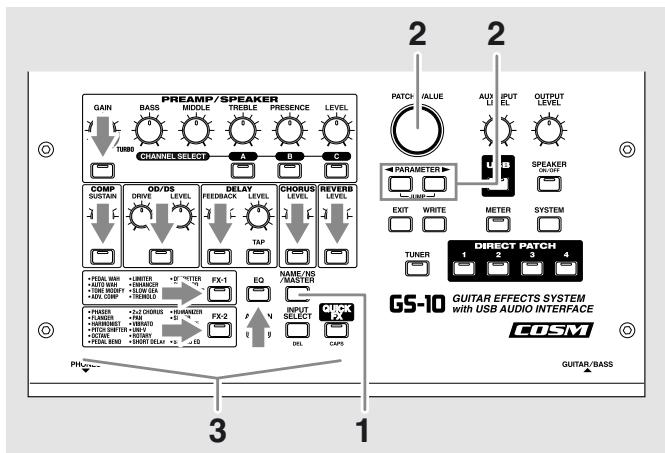 BOSS GS-10 - Choix de l'ordre des effets (Effect Chain) - 1