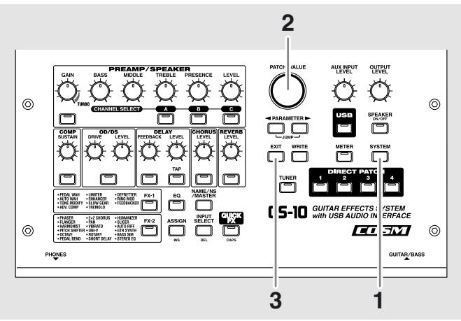BOSS GS-10 - Choix du système de diffusion (amplification) (OUTPUT SELECT) - 1