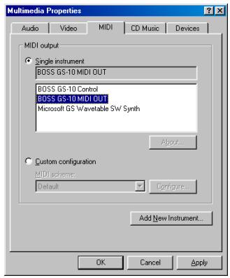BOSS GS-10 - Utilisateurs Windows 98 - 2