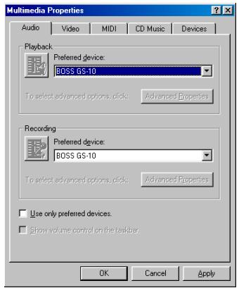 BOSS GS-10 - Utilisateurs Windows 98 - 1