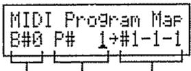 BOSS GT-5 - MIDI Program Map (tableau de correspondance des changements de programme MIDI) - 1