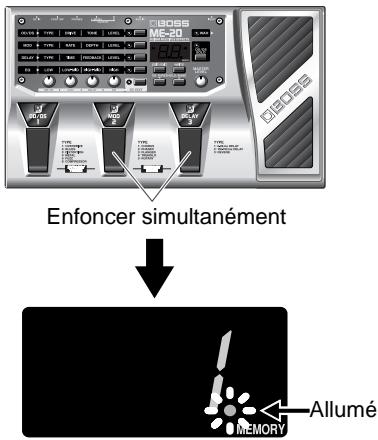 DIOSS MC-20 ENFONCER simultanément ↓ Allumé MEMORY