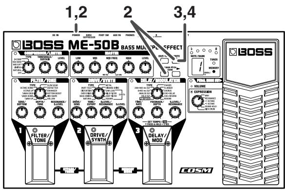 BOSS ME-50B - Ramener le ME-50B à ses réglages d'usine (initialisation) - 1