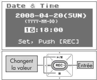 BOSS R-09HR - Réglez la date et l'heure. - 1