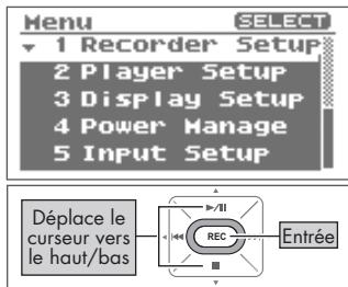 BOSS R-09HR - Sélectionnez « recorder setup - 1