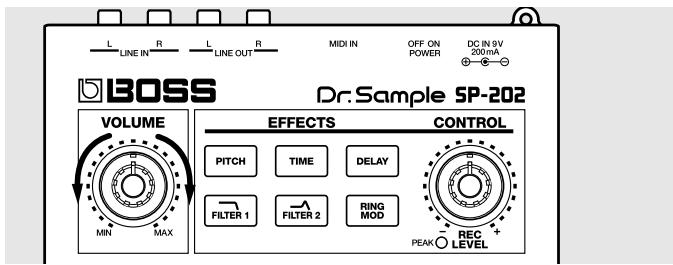 BOSS SP-202 - Tournez le potentiomètre de volume pour ajuster le volume du SP-202. - 1