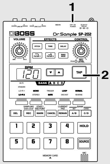 BOSS SP-202 - Calcul du tempo (BPM) - 1