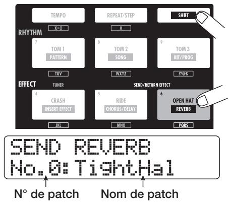 ZOOM HD16 - Depuis l'écran principal, maintenez enfoncée la touche [SHIFT] et pressez le pad 5 (chorus/delay) ou le pad 6 (REVERB). - 1