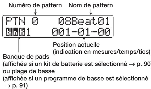 ZOOM HD16 - Depuis l'écran principal, tenez enfoncée la touche [SHIFT] et pressez le pad 7 (pattern). - 1