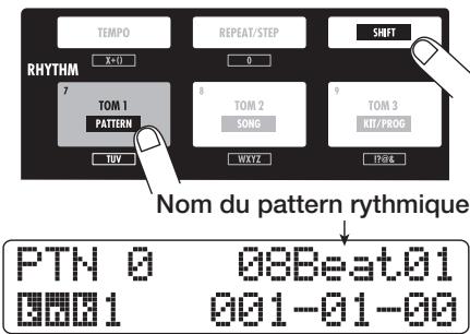ZOOM HD16 - Maintenez enfoncée la touche [SHIFT] dans la section des pads et pressez le pad 7 (pattern). - 1