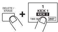 ZOOM MRT-3 - Pour effacer un son, utilisez la touche [REC] pour acceder à la position voulue. Puis pressez le Pad correspondant en tenant la touche [DELETE/ERASE]. - 1