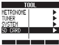 ZOOM R24 - Vérifier l'espace restant sur la carte SD tool>sdc card>remain - 2