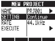 ZOOM R24 - Créez un nouveau projet PROJECT>NEW - 6