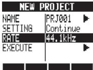 ZOOM R24 - Créez un nouveau projet PROJECT>NEW - 9