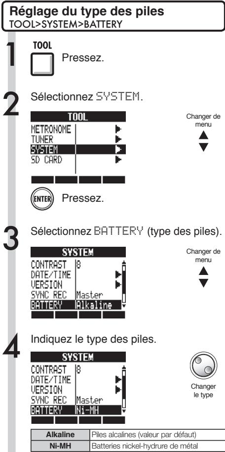 ZOOM R24 - Vérification de la version du système/réglage du type des piles - 2