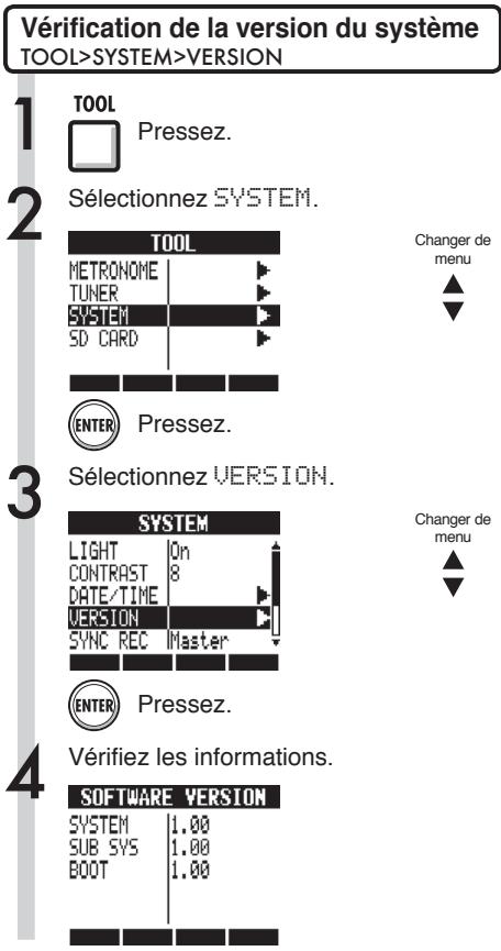 ZOOM R24 - Vérification de la version du système/réglage du type des piles - 1