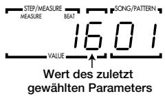 ZOOM RT-234 - Drücken Sie das Pad des benötigten Parameters. Es stehen folgende Parameter zur Wahl: - 1