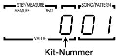 ZOOM RT-234 - Drücken Sie einen der [KIT/TRACK SELECT]-Taster, um die Spur zu wahlen und halten Sieden Taster gedrückt. - 2