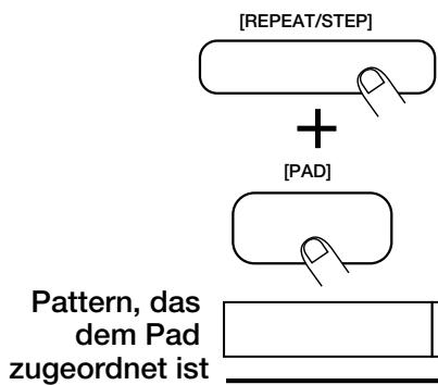 ZOOM RT-234 - Halten Sie den [REPEAT/STEP]-Taster gedrückt, während Sie ein Pad betätigten. - 1