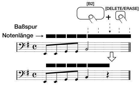 ZOOM RT-234 - Wenn Sie eine Note kürzen möchten, springen Sie mit dem [REPEAT/STEP]-Taster zur Position, wo die Note enden soll. - 1