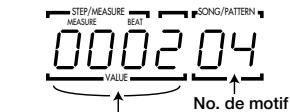 ZOOM RT-234 - Pour écouter le morceau, appuyez sur [START]. Le tímoin [START] s'allume et le morceau est produit. Le tímoin du bouton [TEMPO] clignote en fonction du tempo du morceau. Durant la reproduction, l'écran [VALUE] affiche le numéro d'étape tandis que [SONG/PATTERN] affiche le numéro du morceau. - 3