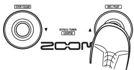 ZOOM G21NU - Mettez sous tension en maintainant pressée la pédale commutateur [▲]. - 8