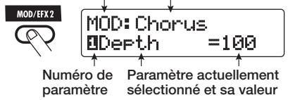 ZOOM G71UT - En mode de jeu ou en mode manuel, presse la touche de module d'effet (voir illustration en page suivante) pour selectionner le module sur lequel agir. - 1