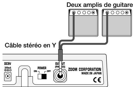 ZOOM GFX707 - Servez-vous d'un cable mono pour relier la sortie OUTPUT du GFX-707 à l'entrée de l'amplificateur. - 2
