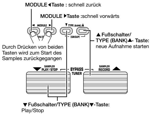 ZOOM GFX707 - Verwenden Sie die / Fußschalter und MODULE-Tasten, um die Wiedergabe zu steuern (Play/Stop/Zurück/Vorwärts). - 1