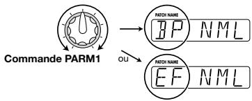 ZOOM GFX707 - Tournez la commande de paramètre 1 pour sélectionner "BP" (les effets du GFX-707 sont contournés (bypassed) et ne sont pas utilisés pour l'enregistrement) ou "EF" (les effets du GFX-707 sont utilisés pour l'enregistrement). - 1