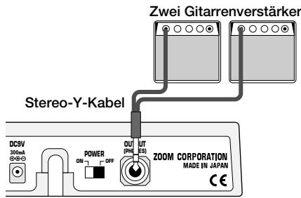 ZOOM GFX707 - Verwenden Sie ein Mono-Kabel, um die OUTPUT-Buchse des GFX-707 an den Eingang des Verständerkers anzuschlieben. - 2