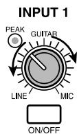 ZOOM MRS1044 - Tout en jouant sur l'instrument, actionnez la commande [INPUT 1] pour régler la sensibilité d'entrée. - 1