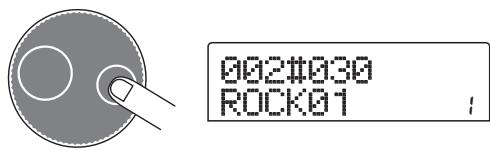 ZOOM MRS802 - Tournez la molette pour selectionner le numero du Pattern rythmique devant servir de base rythmique. - 1