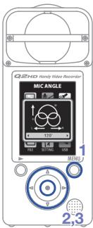 ZOOM Q2HD - Régler l'angle des micros - 2