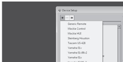 ZOOM R8AI - En haut à gauche de la fenêtre Configuration des périhériques se trouvent les boutons [+] , [-] et [|<] . Cliquez sur [+] puis désissez "Mackie Control". - 1