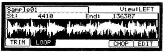 AKAI MPC2500 - Dans le champ Sample de la page TRIM, Sélectionnez l'échantillon que vous désirez(eder. - 1