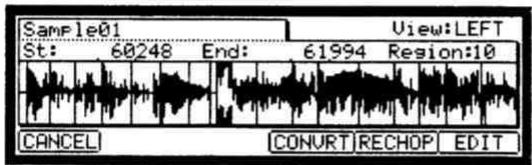 AKAI MPC2500 - Réglage des points de début/fin de la région - 1