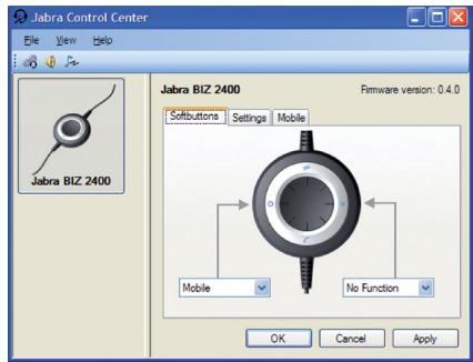 JABRA BIZ 2400 USB - UTILISATION DE JABRA CONTROL CENTER AVEC LE MICRO-CASQUE JABRA BIZ 2400 - 1