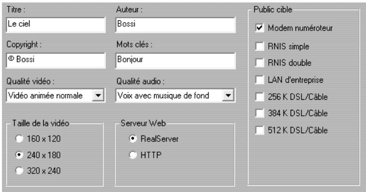 PINNACLE STUDIO 9 - Paramètres Créer un fichier RealVideo - 1