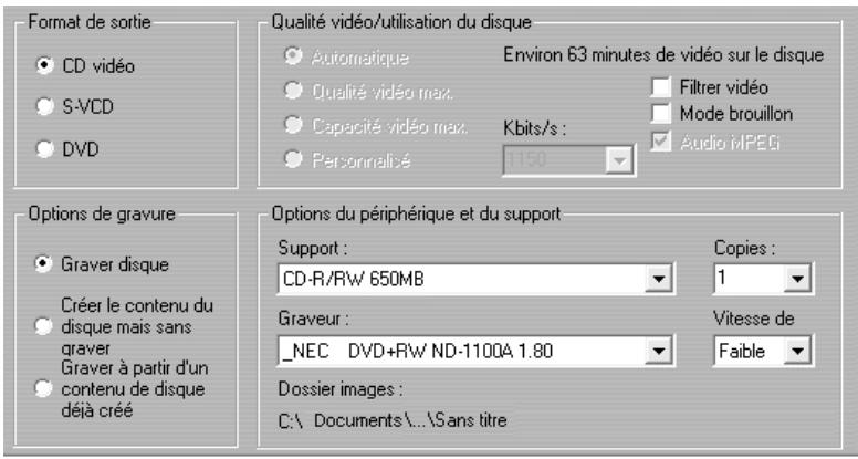 PINNACLE STUDIO 9 - Paramètres Créer un disque - 1