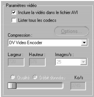 PINNACLE STUDIO 9 - Paramètres Créer un fichier AVI - 1