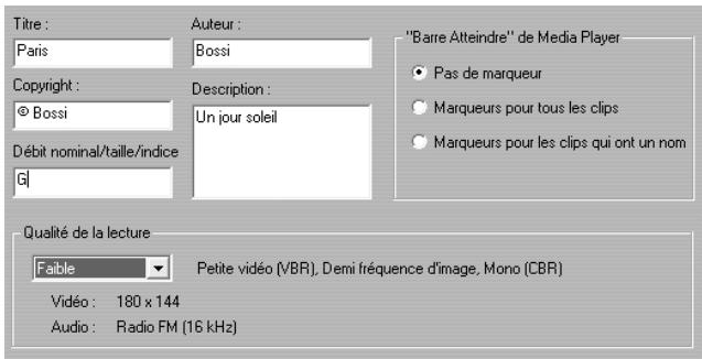 PINNACLE STUDIO 9 - Paramètres Créer un fichier Windows Media - 1