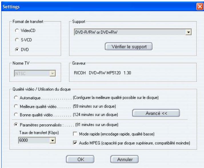 PINNACLE INSTANT VIDEOALBUM - Dialogue parametres - 1