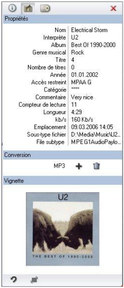 PINNACLE MOBILE MEDIA ORGANIZER - Modifier des informations dans la zone d'information - 1