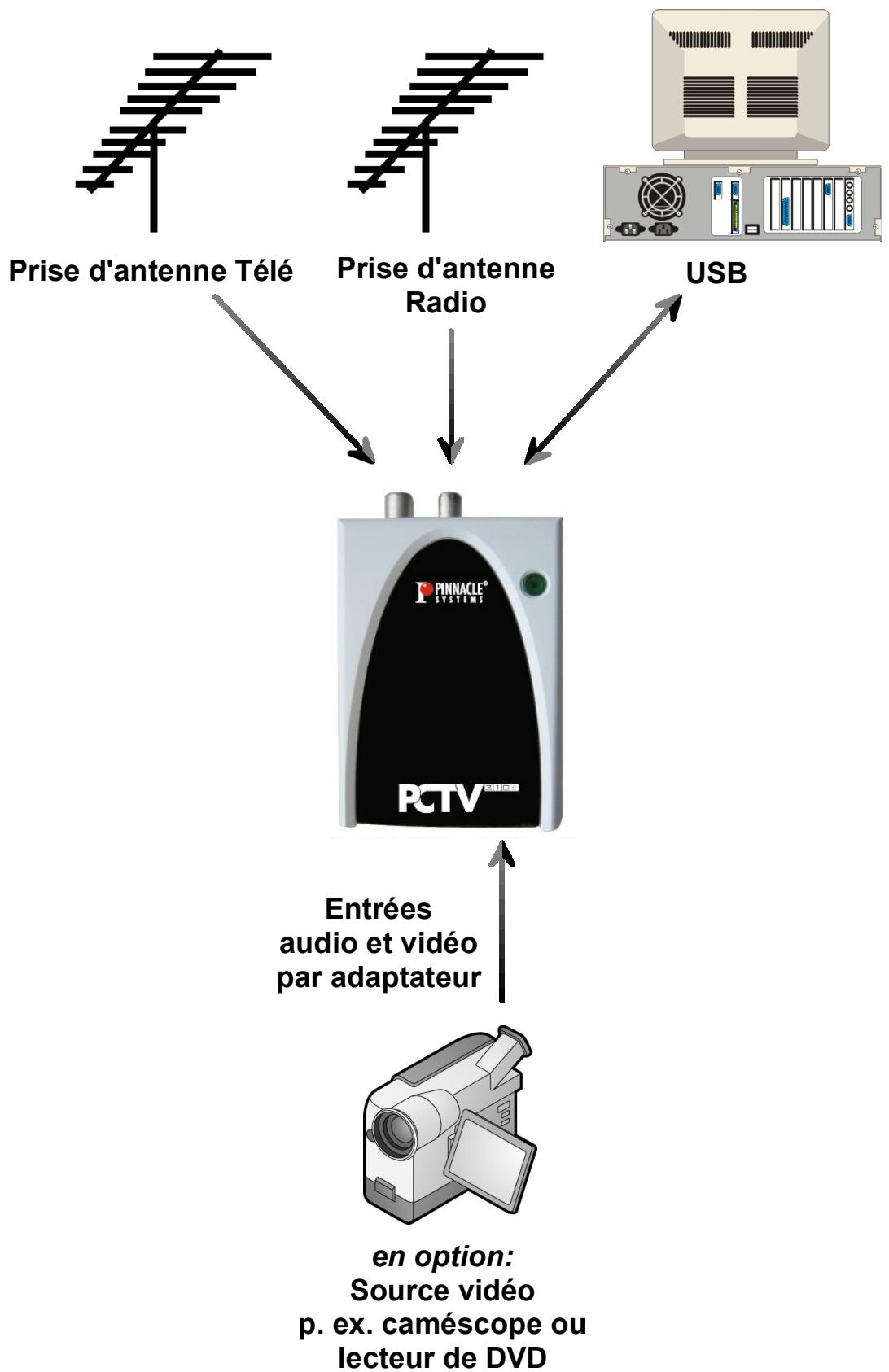 PINNACLE PCTV 310E - Raccordement des appareils vidéo (en option) - 2