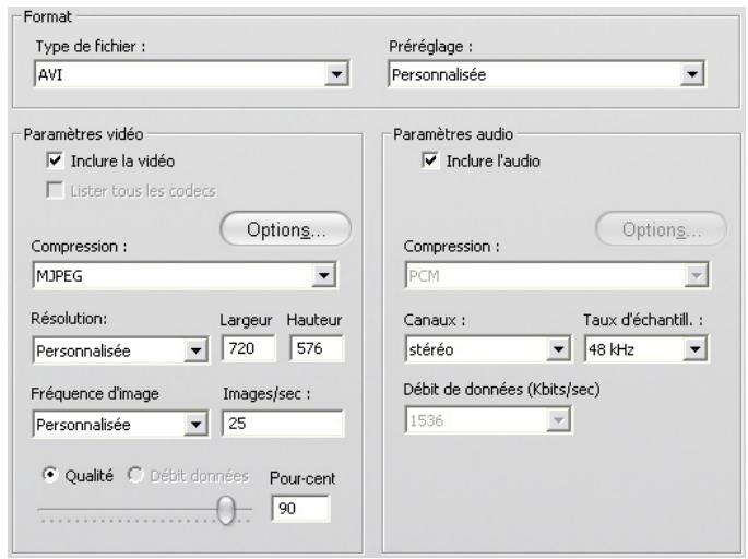 PINNACLE STUDIO 12 - Paramètres de création de fichiers - 1
