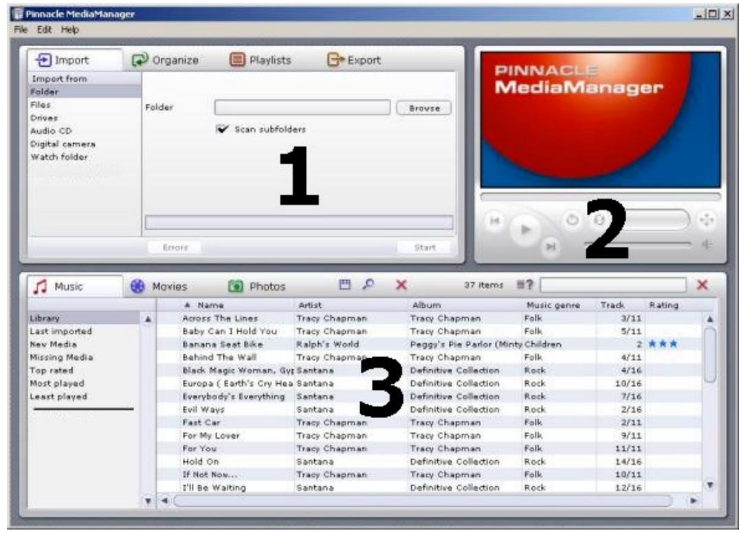 PINNACLE STUDIO MEDIASUITE - The MediaManager Main Window - 1